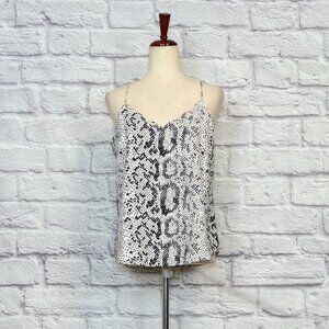 J. Crew Factory White Animal Print Halter Tank Top
